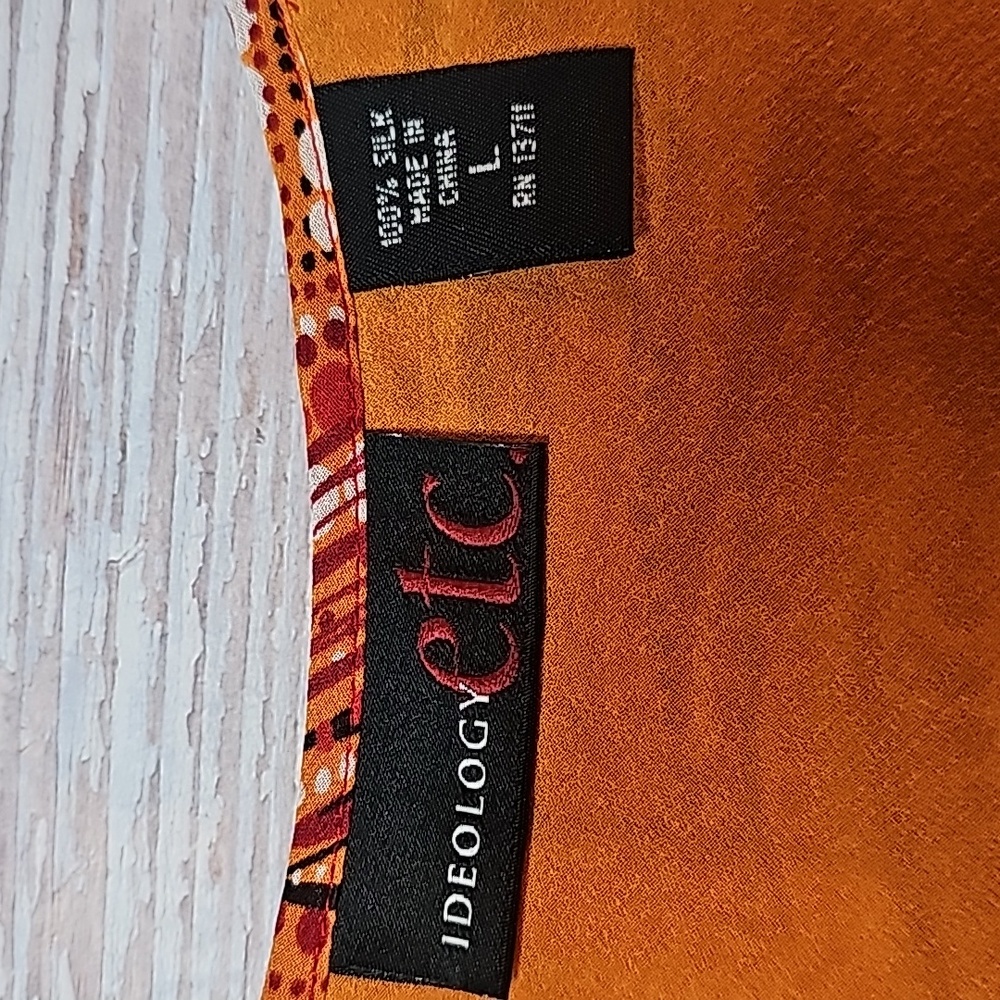 IDEOLOGY ETC. ORANGE AND RED 100% SILK V NECK TANK TOP - Picture 11 of 12